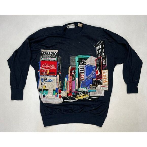 VINTAGE Bonnie & Boerer Time Square New York City Sweatshirt Women Medium 80s - Picture 1 of 13